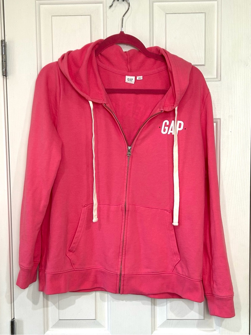 GAP Pink Full-Zip Hoodie Sweatshirt with Logo Back Large